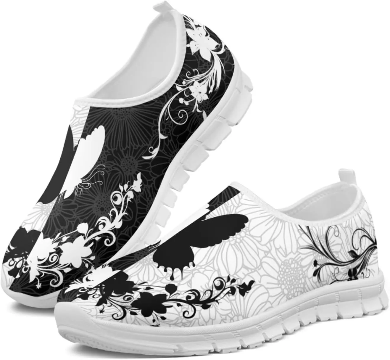 Howilath Boho Flower Slip on Shoes for Men Women Animal Print Casual Loafers Running Sneakers Anti-Skid Fashion Shoes
