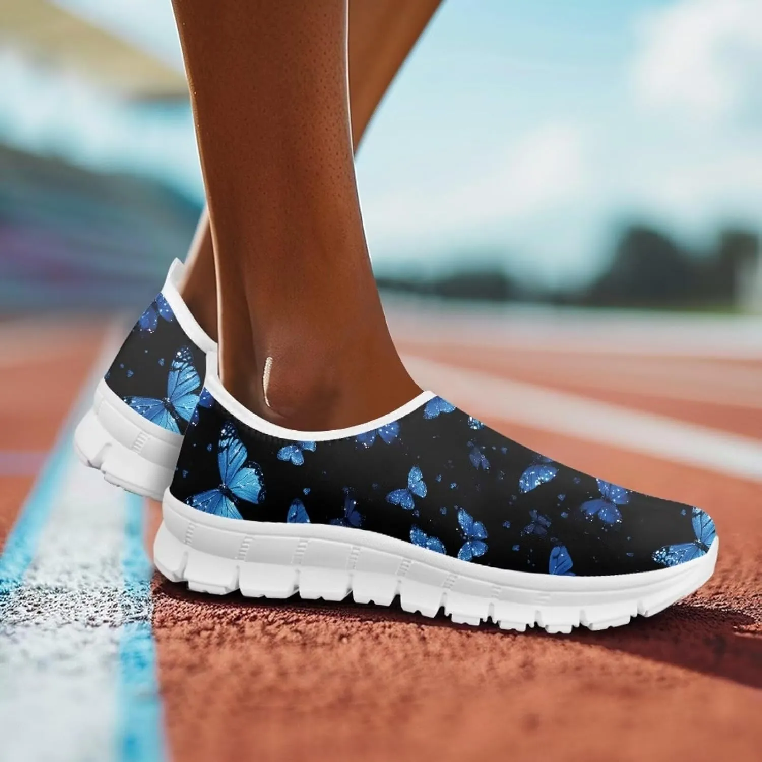 Howilath Butterfly Print Slip on Sneakers Women Running Shoes Loafers Casual Fashion Sneaker House Shoes