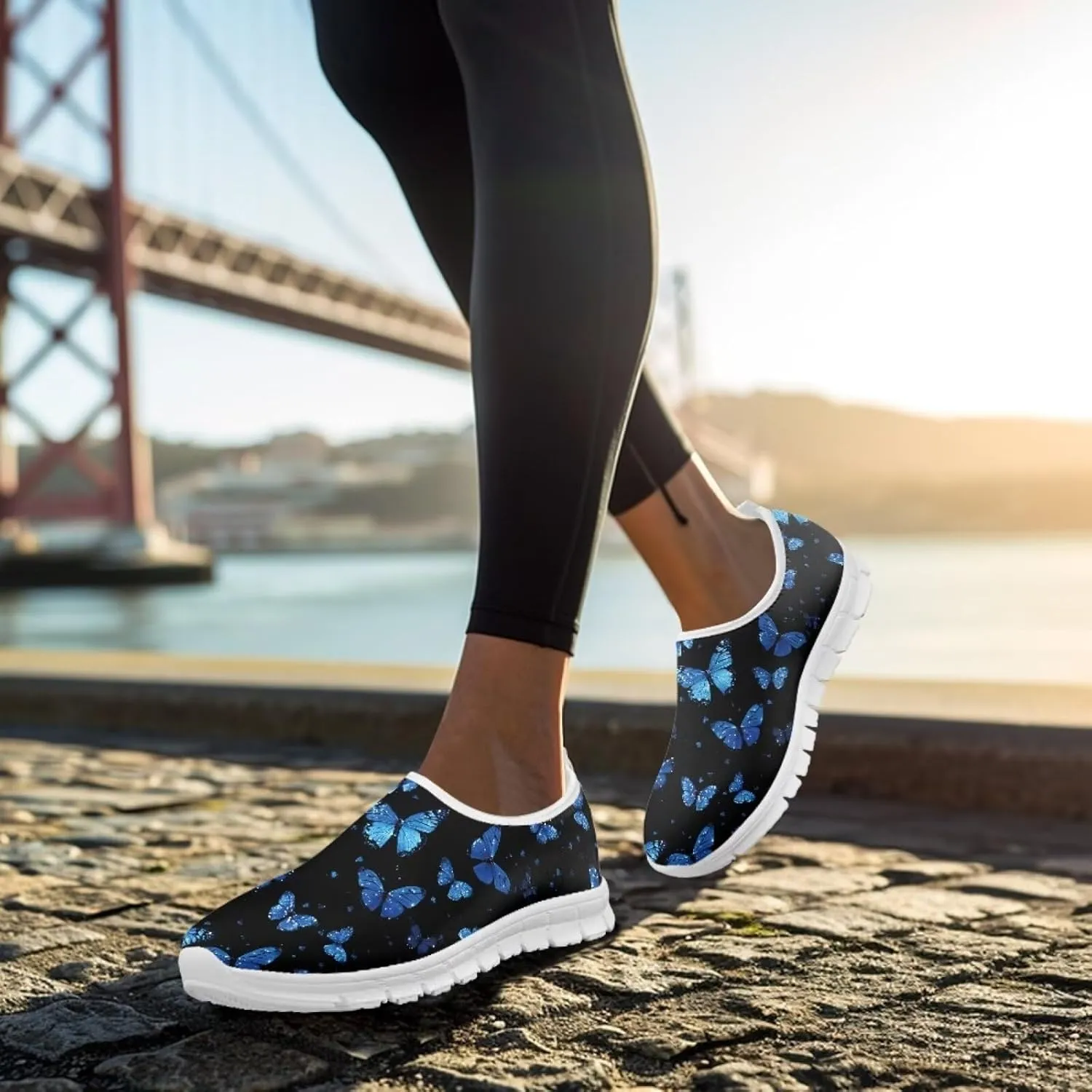 Howilath Butterfly Print Slip on Sneakers Women Running Shoes Loafers Casual Fashion Sneaker House Shoes