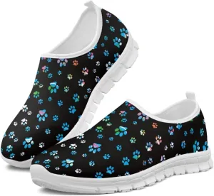 Howilath Dog Paw Print Slip on Loafers for Women Anti-Skid Running Sneakers Breathable Casual Shoes