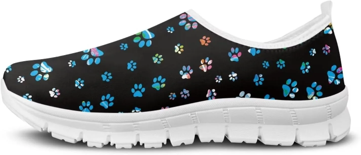 Howilath Dog Paw Print Slip on Loafers for Women Anti-Skid Running Sneakers Breathable Casual Shoes