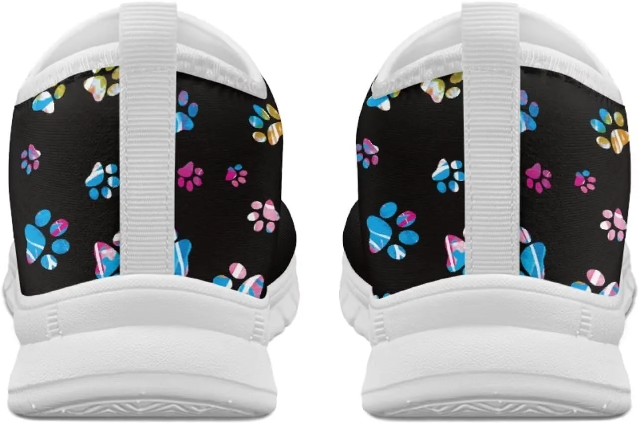 Howilath Dog Paw Print Slip on Loafers for Women Anti-Skid Running Sneakers Breathable Casual Shoes