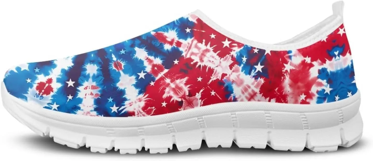 Howilath Flag Print Mens Slip on Shoes Casual Running Sneakers Anti-Skid Loafers with EVA Sole