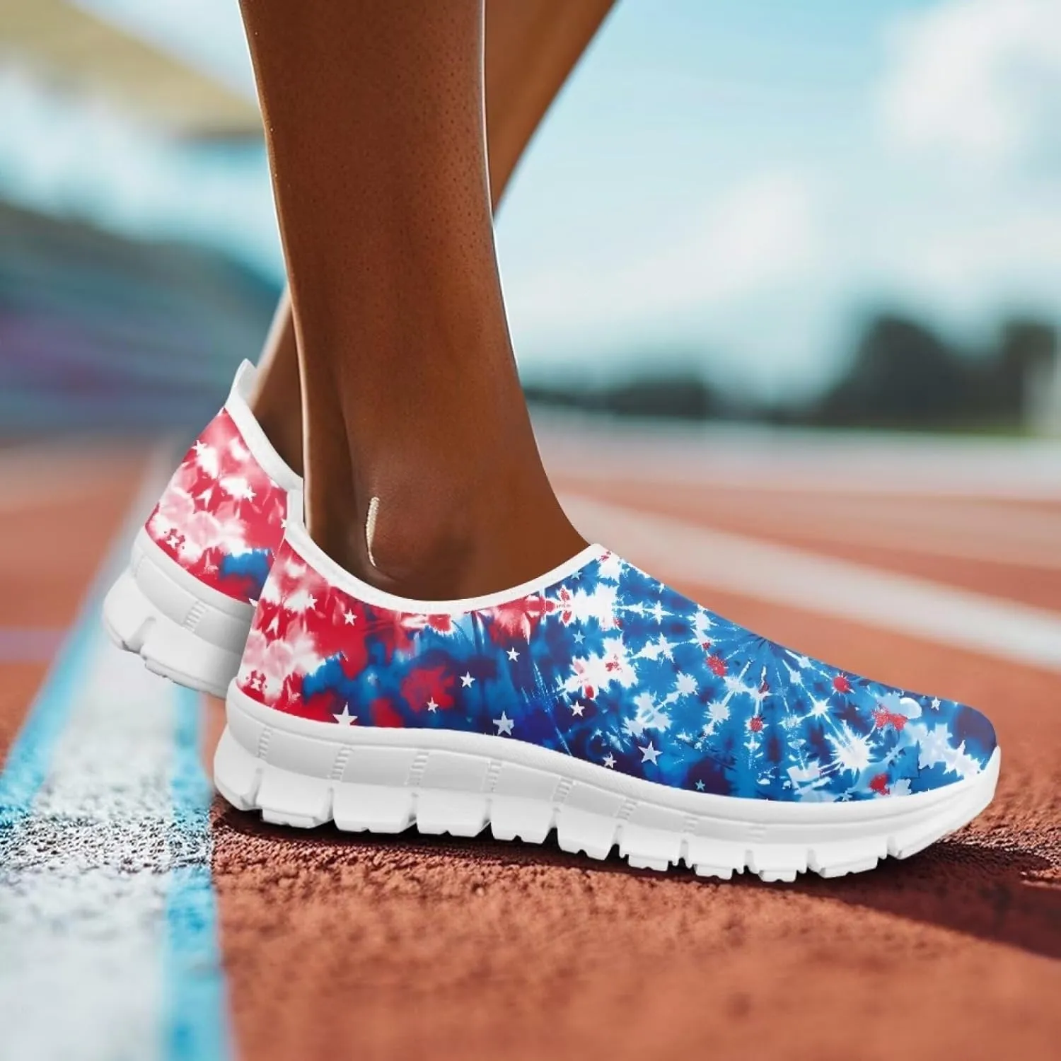 Howilath Flag Print Mens Slip on Shoes Casual Running Sneakers Anti-Skid Loafers with EVA Sole