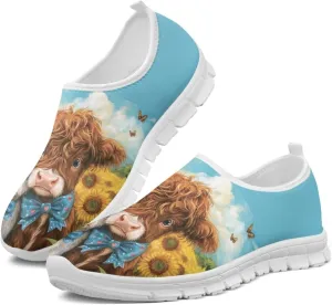 Howilath Horse & Cow Print Slip on Loafers for Women Tennis Sneakers Fashion Running Shoes Casual Hands Free Shoes