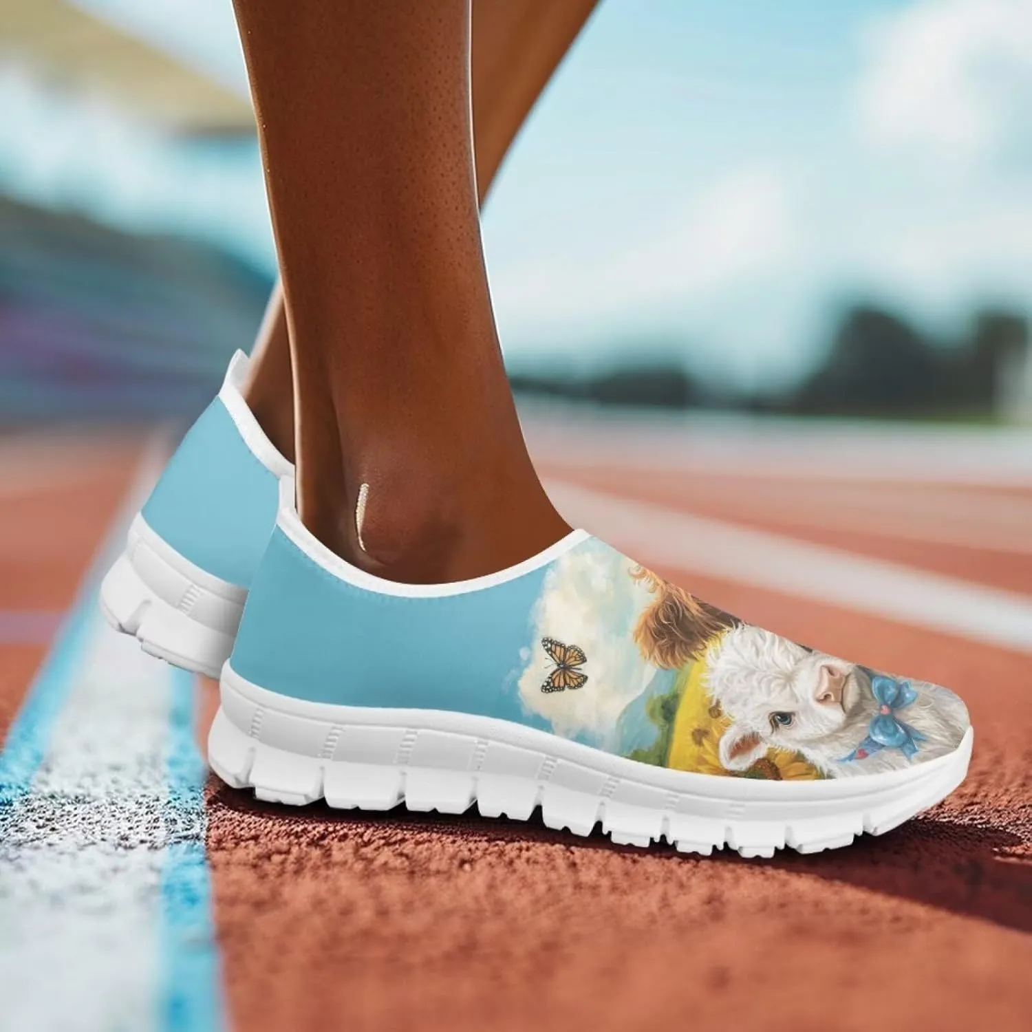 Howilath Horse & Cow Print Slip on Loafers for Women Tennis Sneakers Fashion Running Shoes Casual Hands Free Shoes
