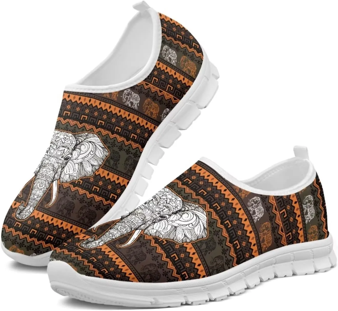 Howilath Western Aztec Slip on Loafers for Women Casual Shoes Anti-Skid Running Sneakers for Travel Indoor Training