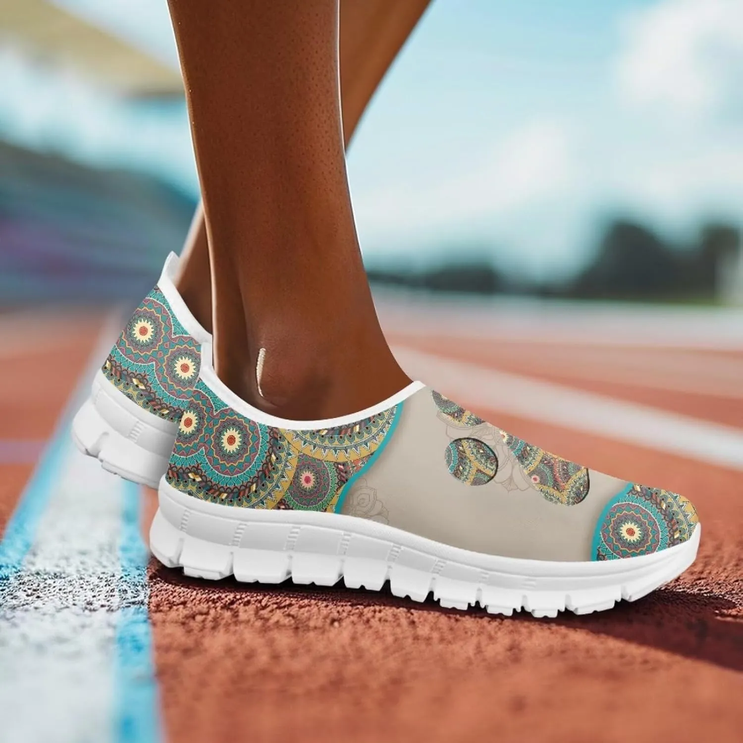 Howilath Western Aztec Slip on Loafers for Women Casual Shoes Anti-Skid Running Sneakers for Travel Indoor Training