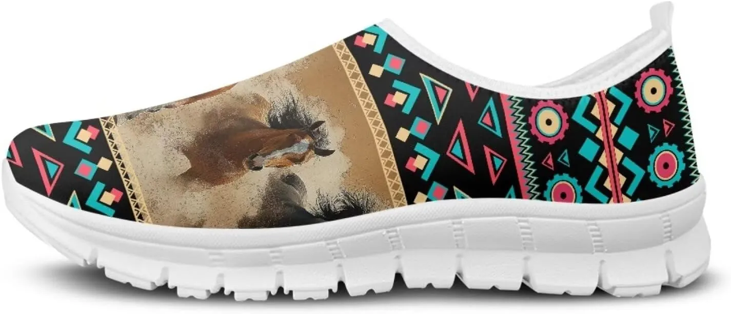 Howilath Western Aztec Slip on Loafers for Women Casual Shoes Anti-Skid Running Sneakers for Travel Indoor Training
