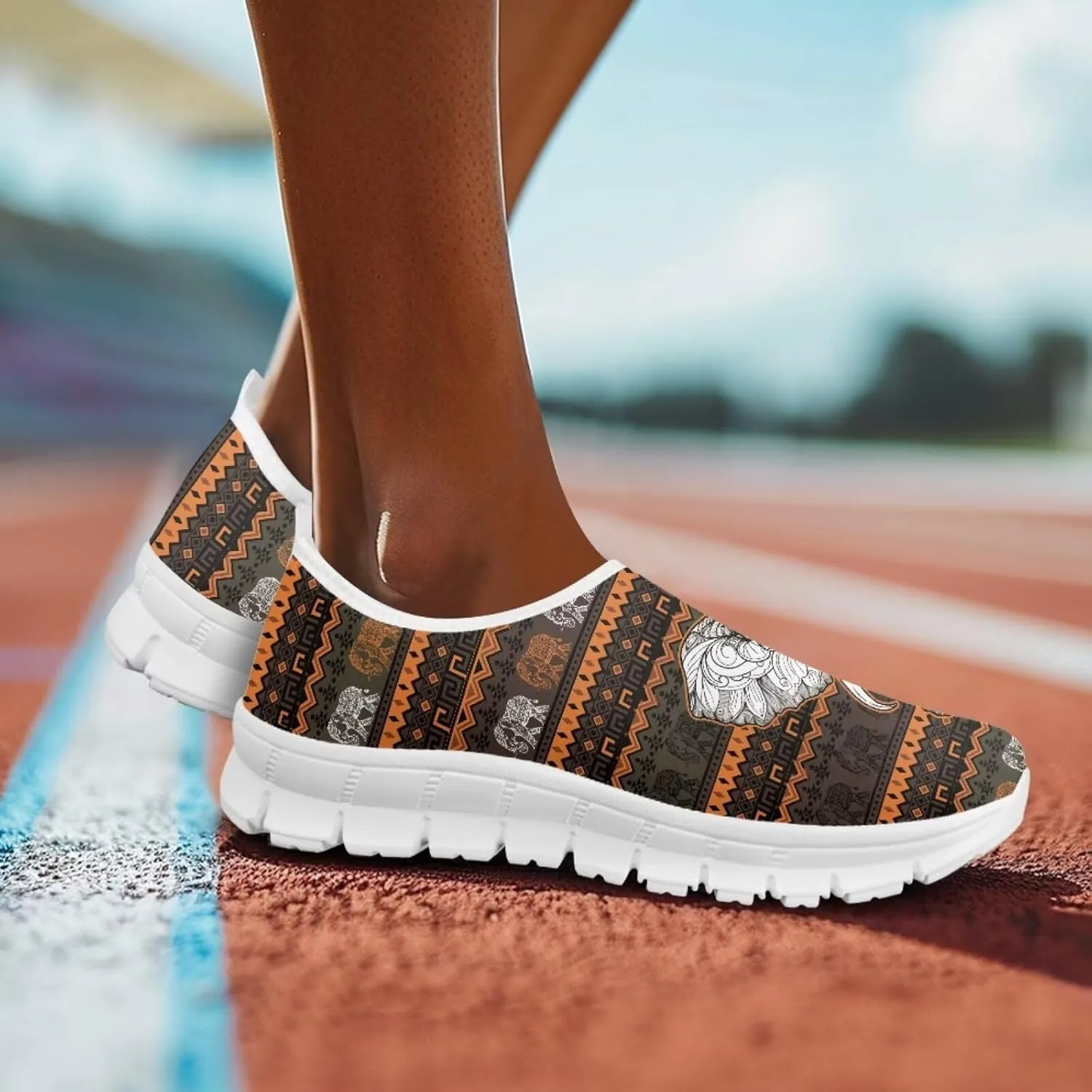 Howilath Western Aztec Slip on Loafers for Women Casual Shoes Anti-Skid Running Sneakers for Travel Indoor Training