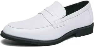 HuitJours Men Two Tone Colors Penny Loafer Slip On Pull on Dress Shoes Casual Boat Shoes Moccasins
