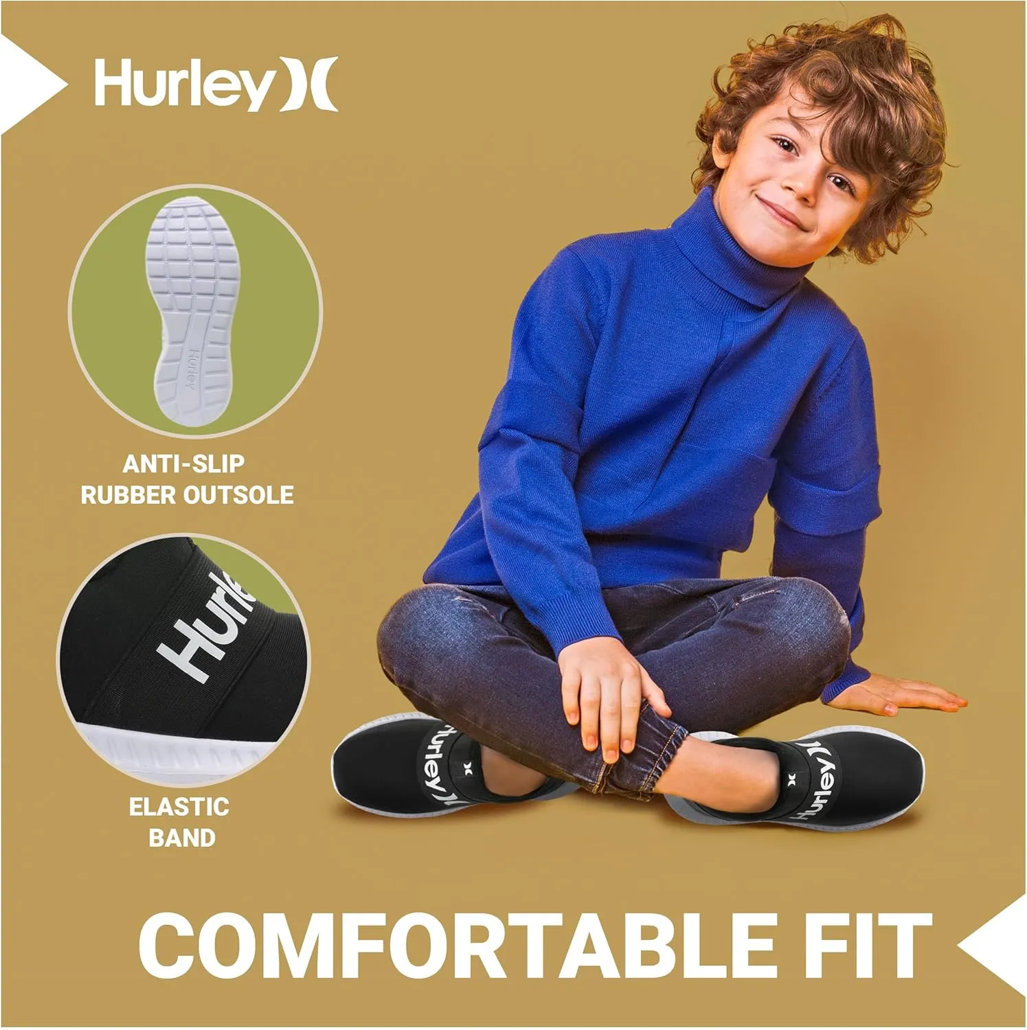 Hurley Camby Kids Slip On Canvas Sneakers – Low Cut Skateboarding Shoes for Kids, Running, Walking, Breathable Sports Shoes for Boys and Girls