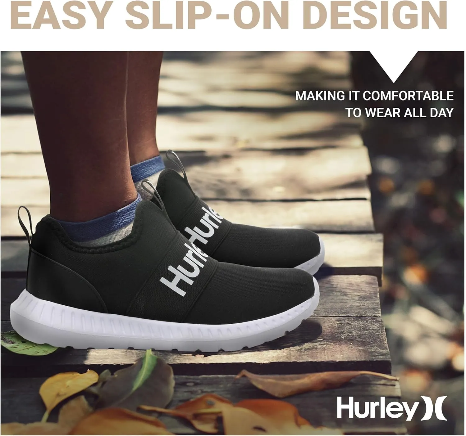 Hurley Camby Kids Slip On Canvas Sneakers – Low Cut Skateboarding Shoes for Kids, Running, Walking, Breathable Sports Shoes for Boys and Girls