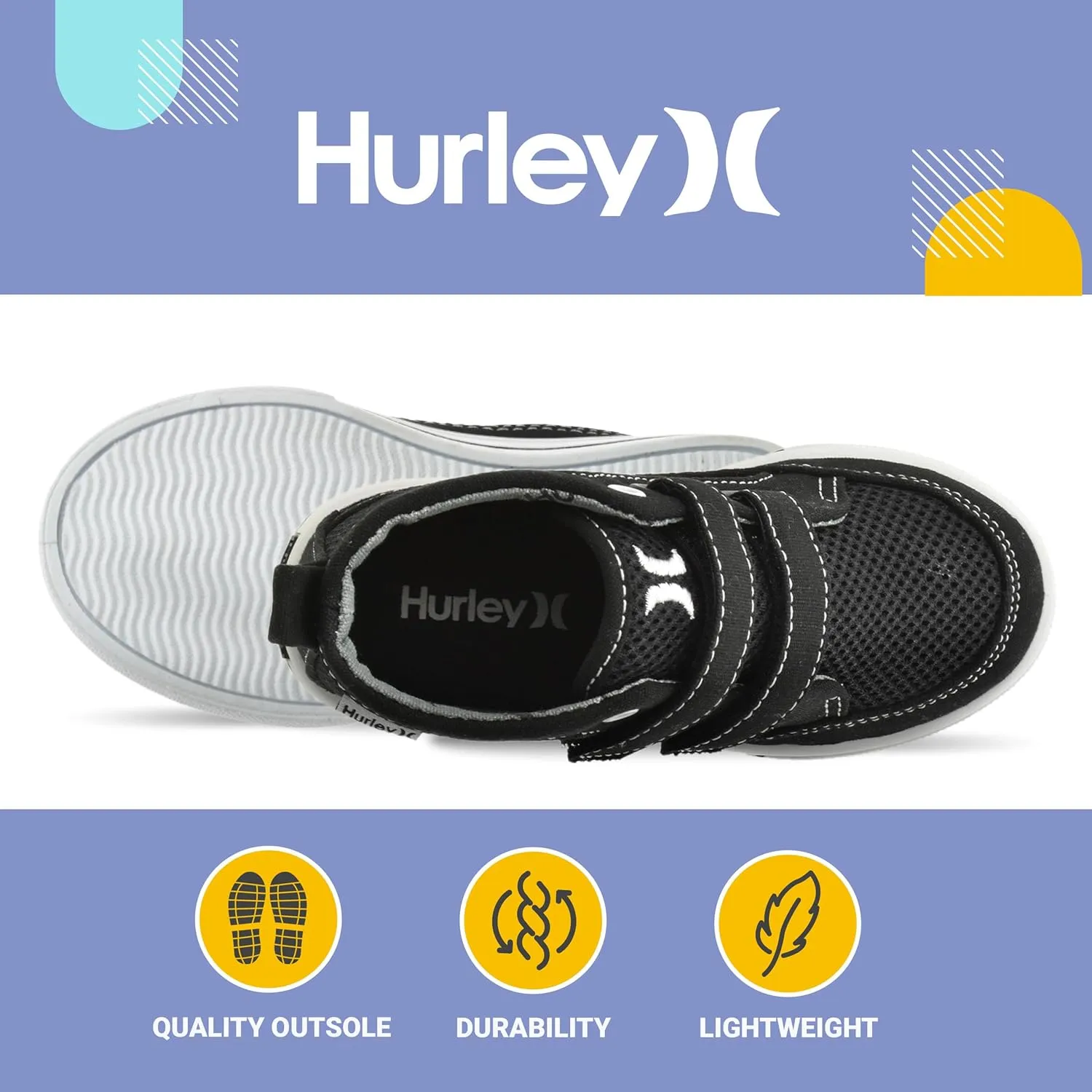 Hurley Kids Toddler and Little Kids Tedd Canvas Sneakers with Straps High Cut Skateboarding Shoes for Boys and Girls, Durable Shoes for School