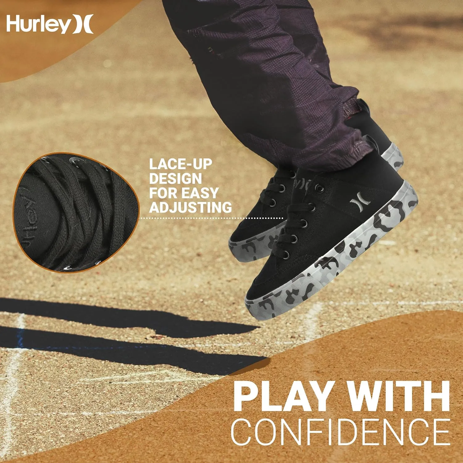 Hurley Roddy Kids High Top Skateboard Sneakers, Sports Shoes for Boys and Girls