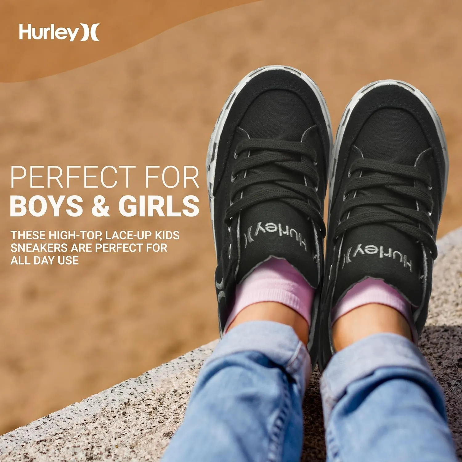 Hurley Roddy Kids High Top Skateboard Sneakers, Sports Shoes for Boys and Girls