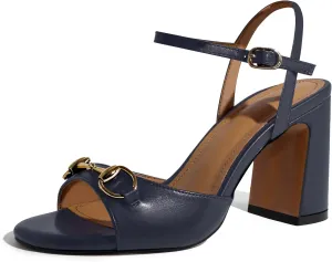 iadore Women Fashion High Block Heel Shoes Strappy with Buckle Fashion Studded Round Open Toe Summer Dress Sandals Size 5-12 US