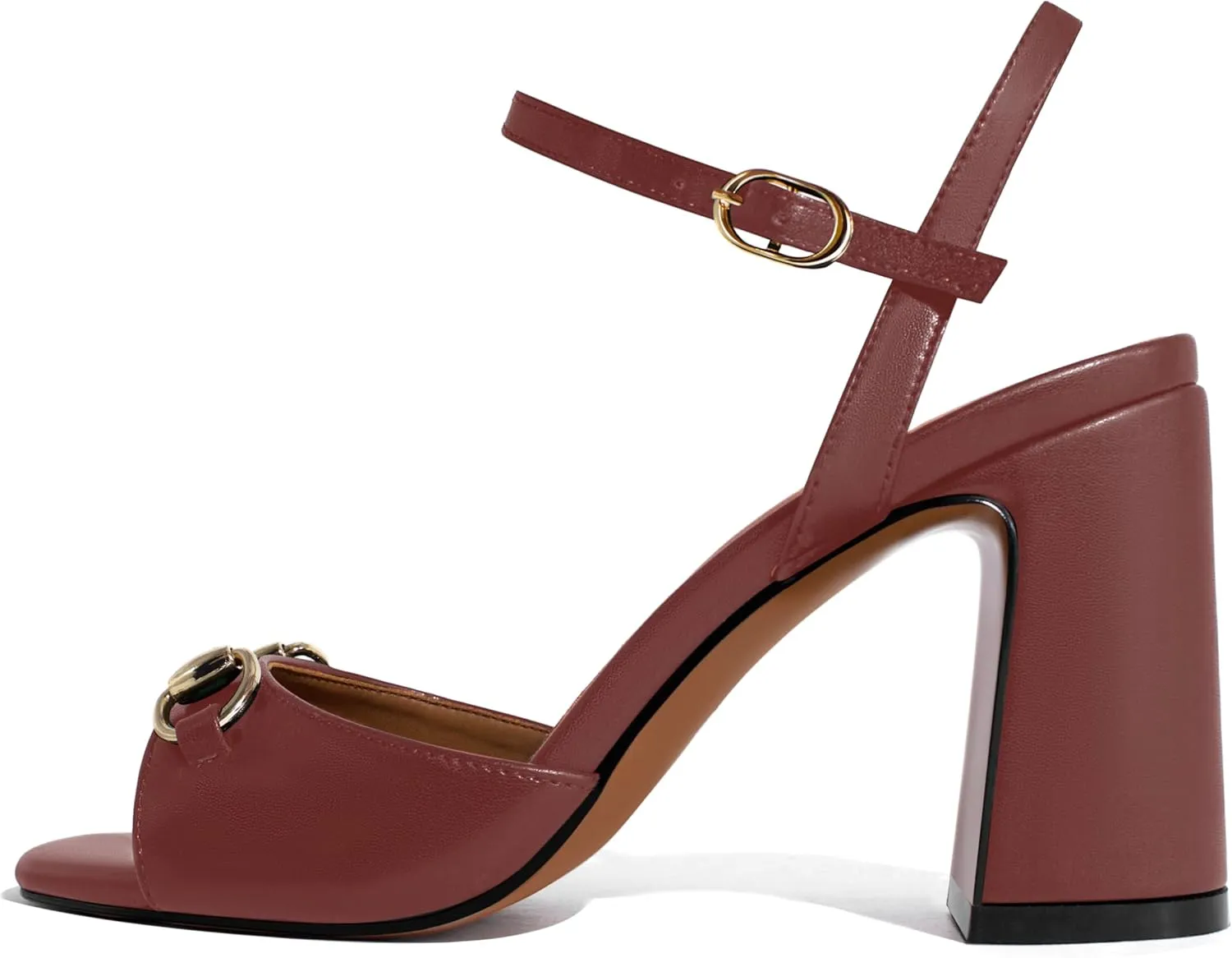 iadore Women Fashion High Block Heel Shoes Strappy with Buckle Fashion Studded Round Open Toe Summer Dress Sandals Size 5-12 US