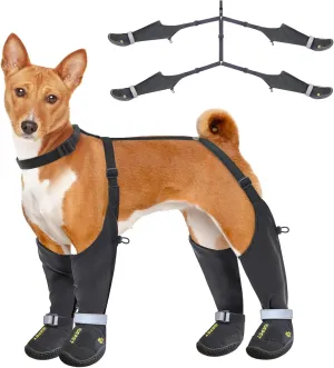Idepet Dog Suspender Boots, Anti-Slip & Fall Waterproof Tall Dog Shoes Boots Legging for Small Medium Dog, Adjustable Suspender Boots for Winter Snow Rain Hiking Paws Protector 1