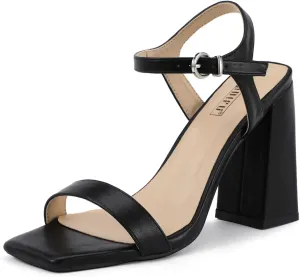 IDIFU IN4 High Heels for Women Dressy Chunky Block Square Open Toe Heeled Sandals Slingback Thick Sexy Womens Dress Sandals Wedding Prom Summer Bridal Bride Comfortable Strappy Ankle Strap Heels