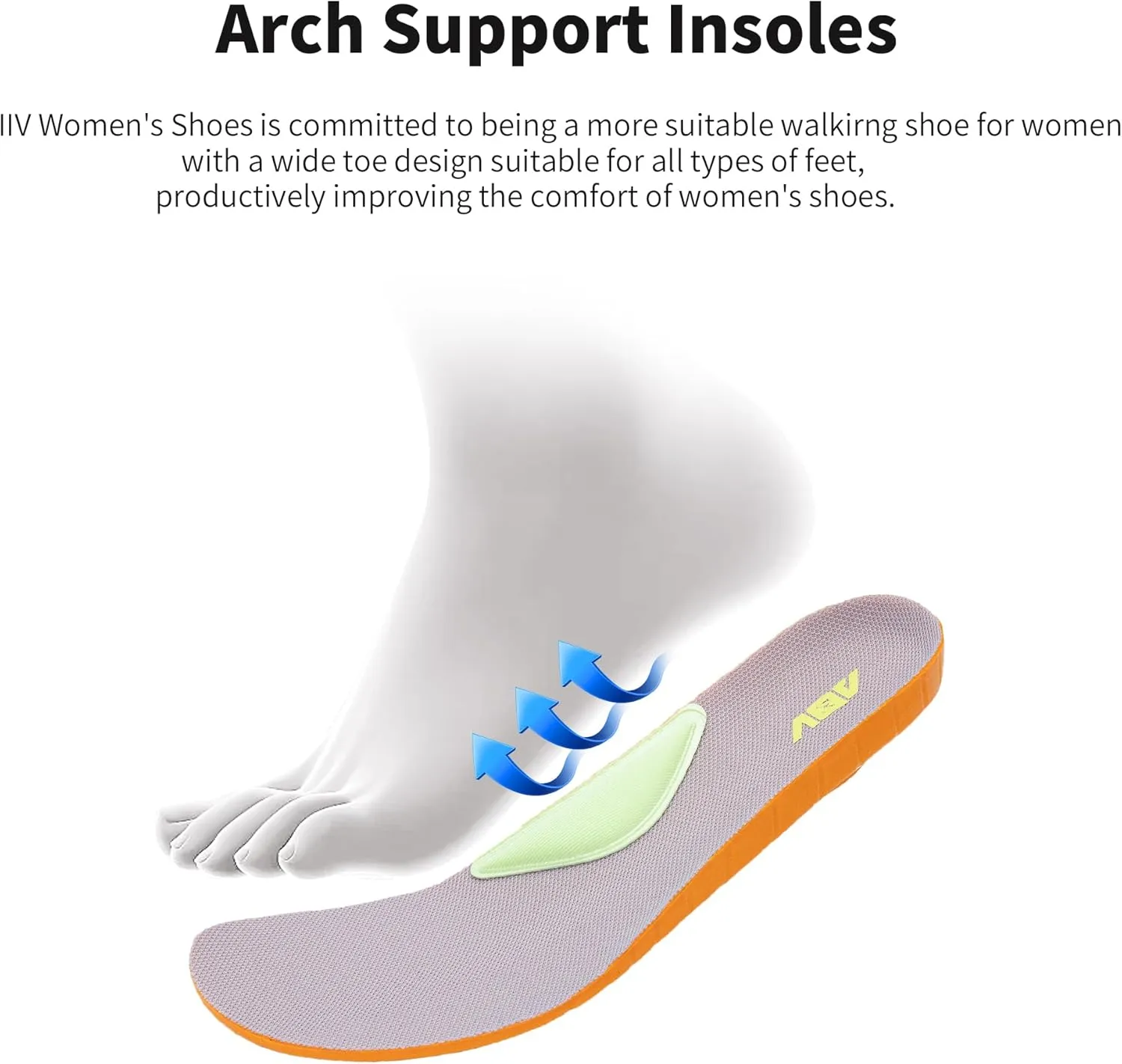 IIV Wide Toe Box Shoes for Women | Arch Support Walking Tennis Sneakers | Orthotic Shoes for Bunions, Plantar Fasciitis