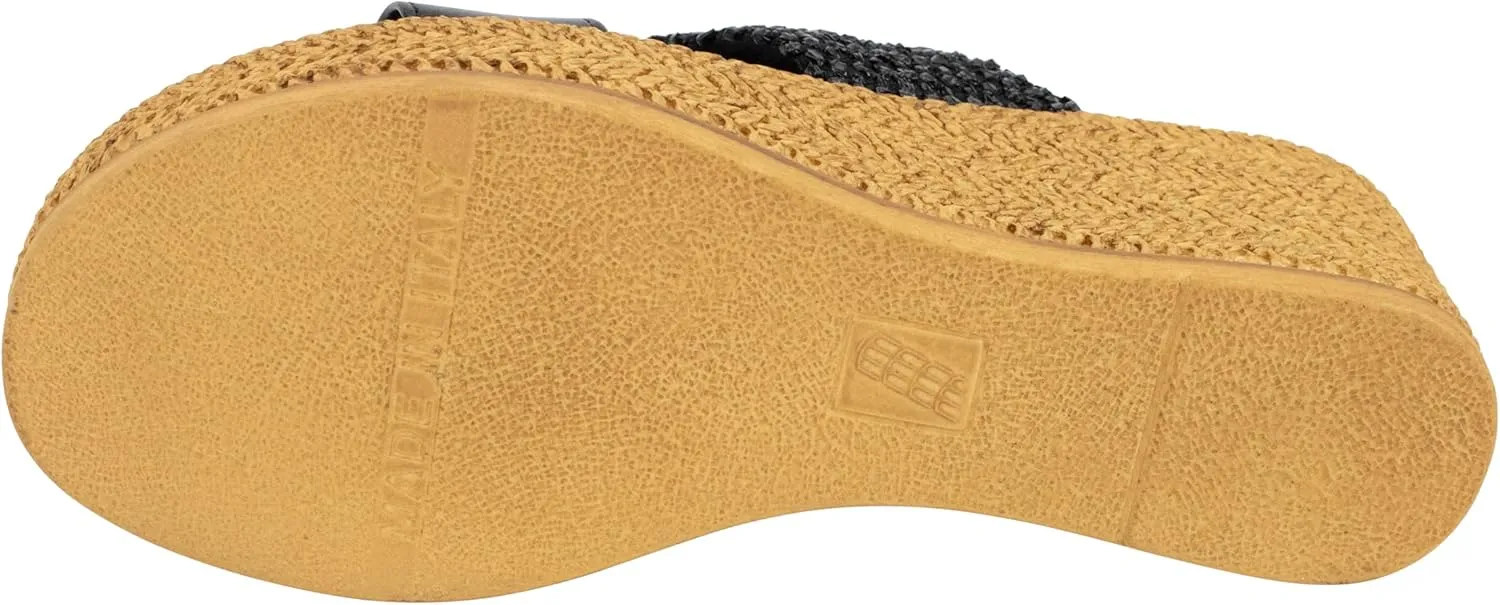 ITALIAN Shoemakers Inessa Womens Platform Wedge Espedrille and Raffia Sandal for Women