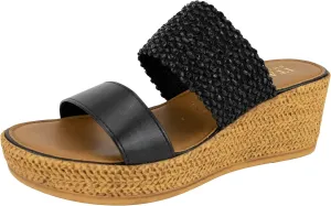ITALIAN Shoemakers Inessa Womens Platform Wedge Espedrille and Raffia Sandal for Women