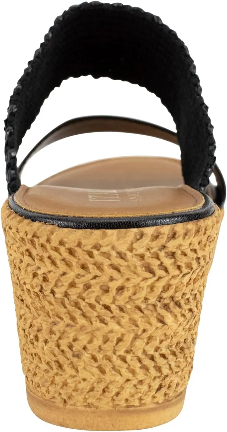 ITALIAN Shoemakers Inessa Womens Platform Wedge Espedrille and Raffia Sandal for Women