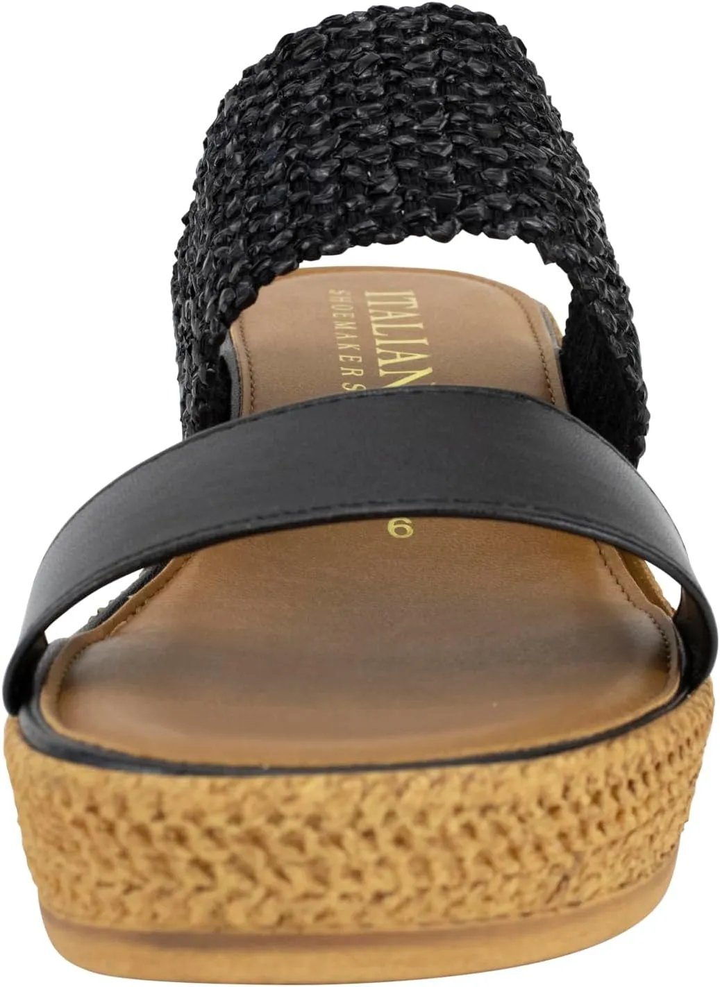 ITALIAN Shoemakers Inessa Womens Platform Wedge Espedrille and Raffia Sandal for Women