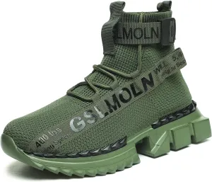 Jakcuz Men's High Top Sneakers Breathable Gym Athletic Running Walking Tennis Boy Comfortable Fashion Platform Shoes