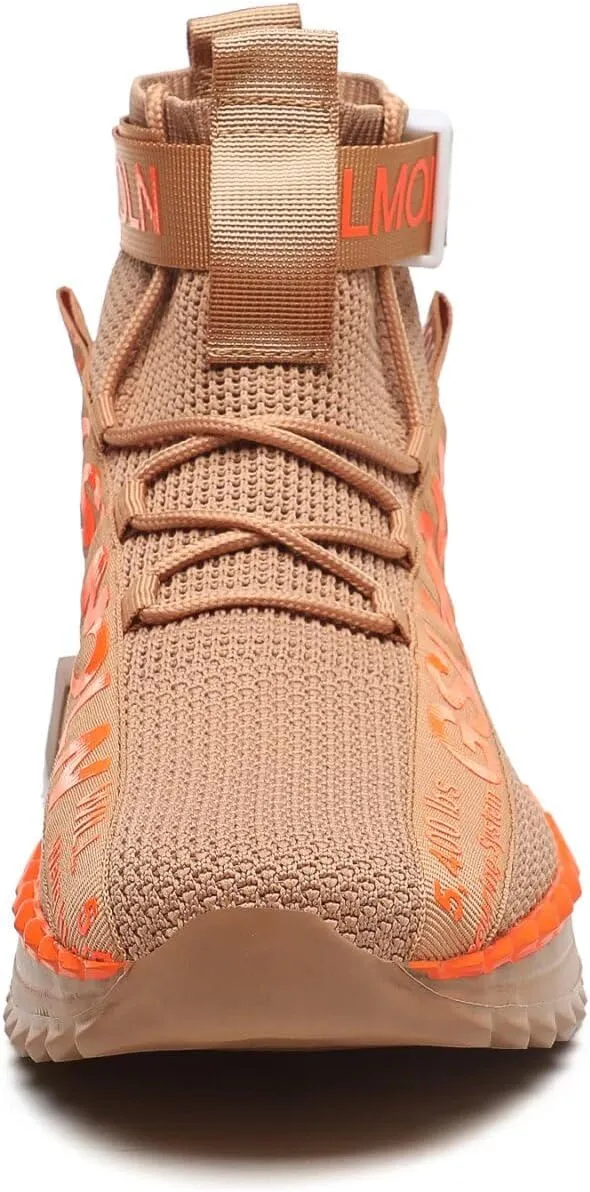 Jakcuz Men's High Top Sneakers Breathable Gym Athletic Running Walking Tennis Boy Comfortable Fashion Platform Shoes