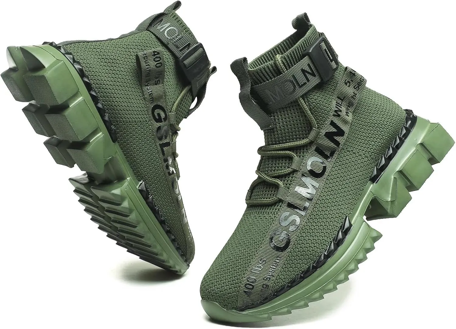 Jakcuz Men's High Top Sneakers Breathable Gym Athletic Running Walking Tennis Boy Comfortable Fashion Platform Shoes