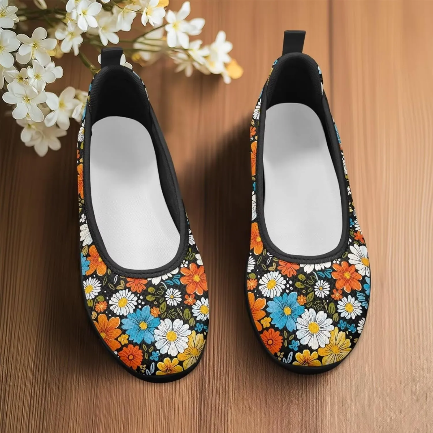 Jeiento Casual Slip On Loafers for Women Lady Mesh Tennis Shoes Breathable Light Weight Low Top Round Toe Walking Sneakers