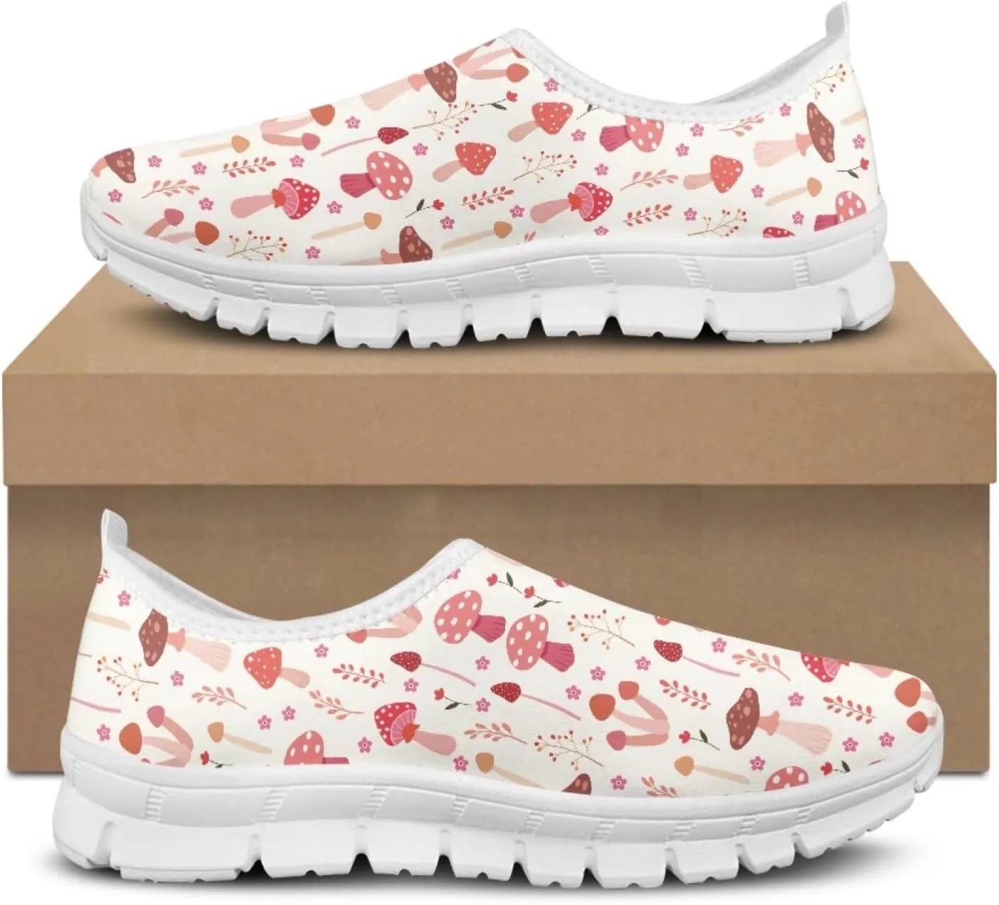 Jeiento Slip-On Loafers for Women Mushroom Walking Flat Shoes Anti-Skid Casual Shoes