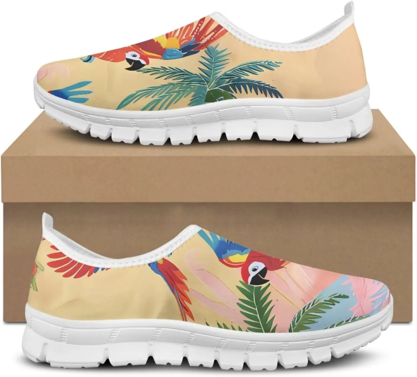 Jeiento Tropical Style Slip-On Loafers for Women Casual Shoes Outdoor Mesh Workout Sneakers
