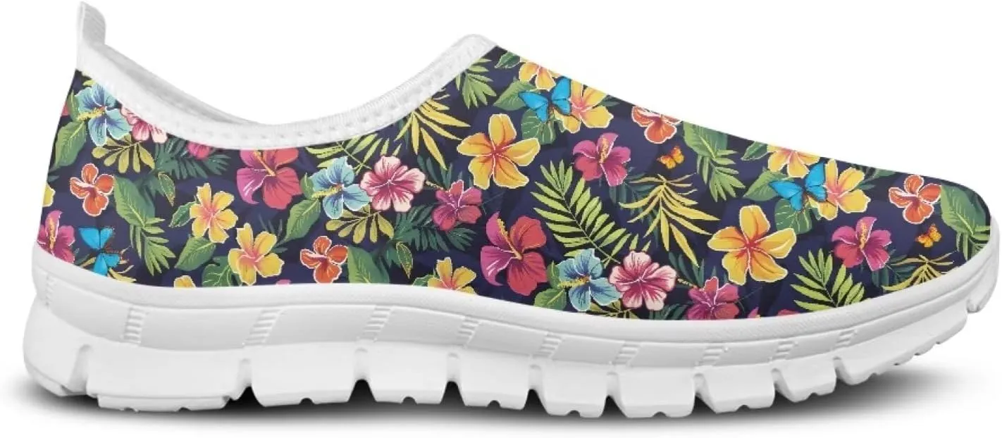Jeiento Tropical Style Slip-On Loafers for Women Casual Shoes Outdoor Mesh Workout Sneakers