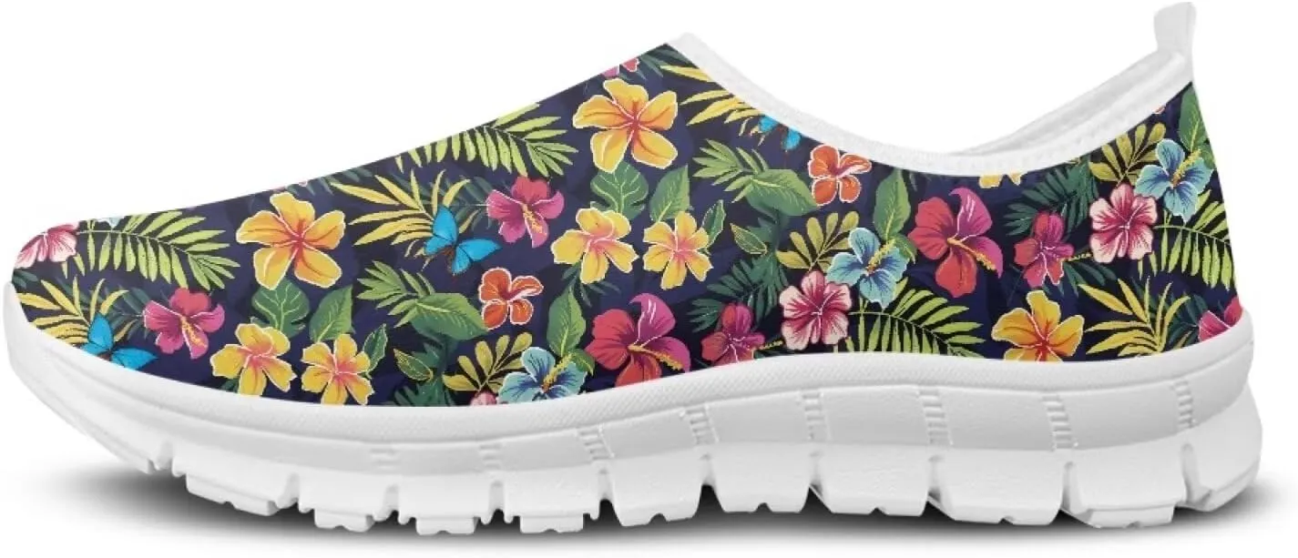 Jeiento Tropical Style Slip-On Loafers for Women Casual Shoes Outdoor Mesh Workout Sneakers