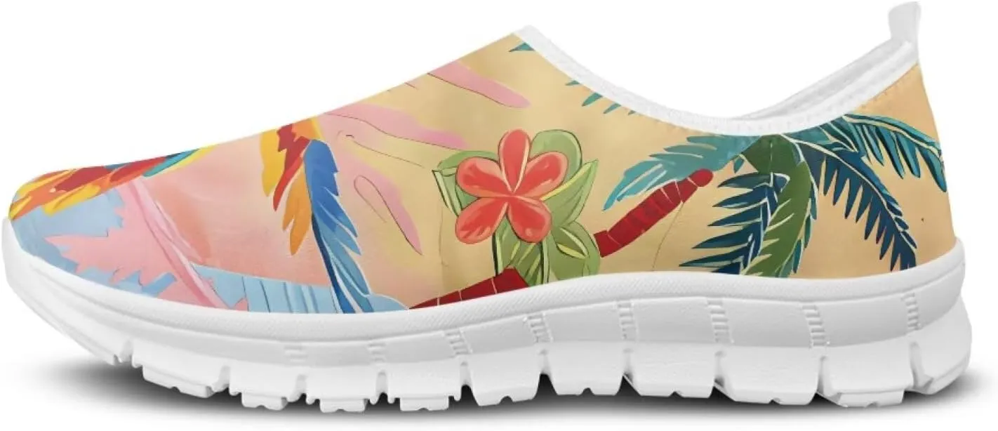 Jeiento Tropical Style Slip-On Loafers for Women Casual Shoes Outdoor Mesh Workout Sneakers