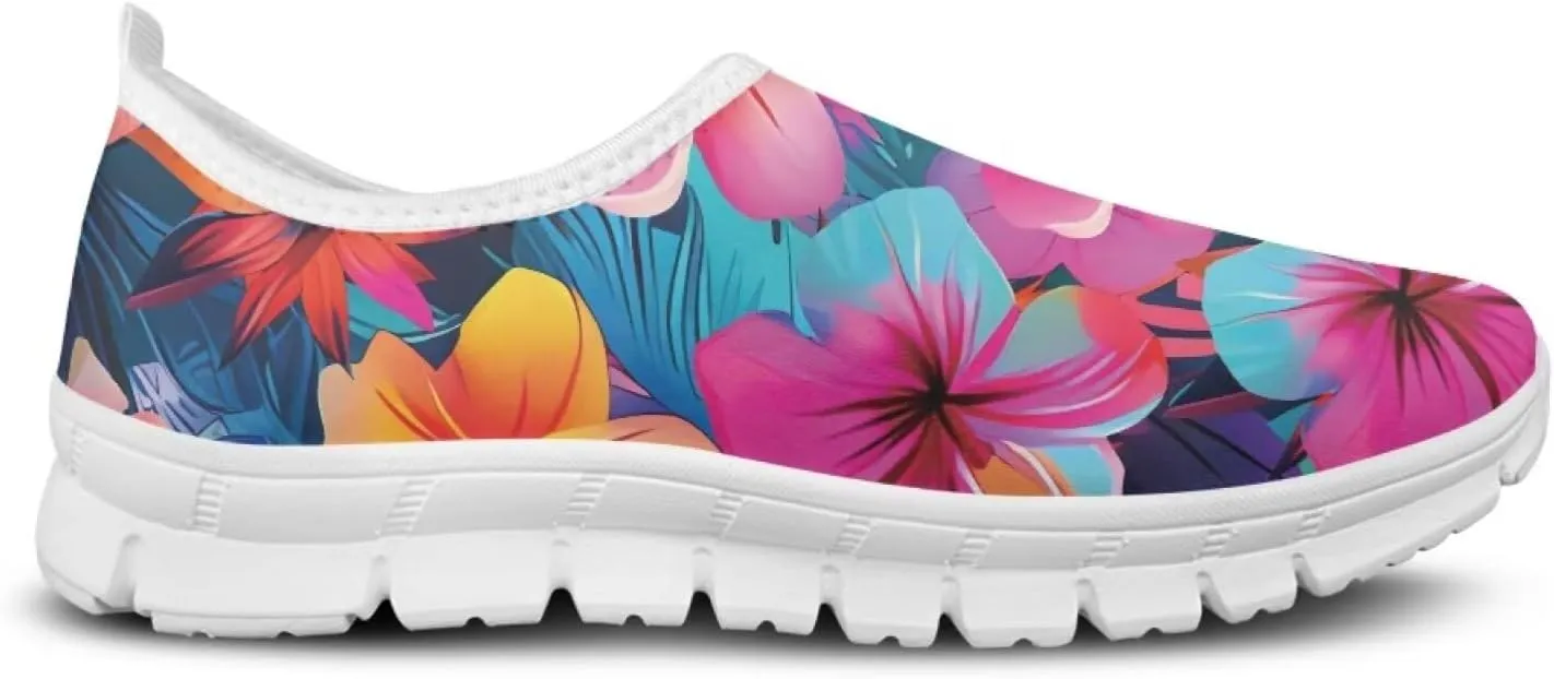 Jeiento Tropical Style Slip-On Loafers for Women Casual Shoes Outdoor Mesh Workout Sneakers