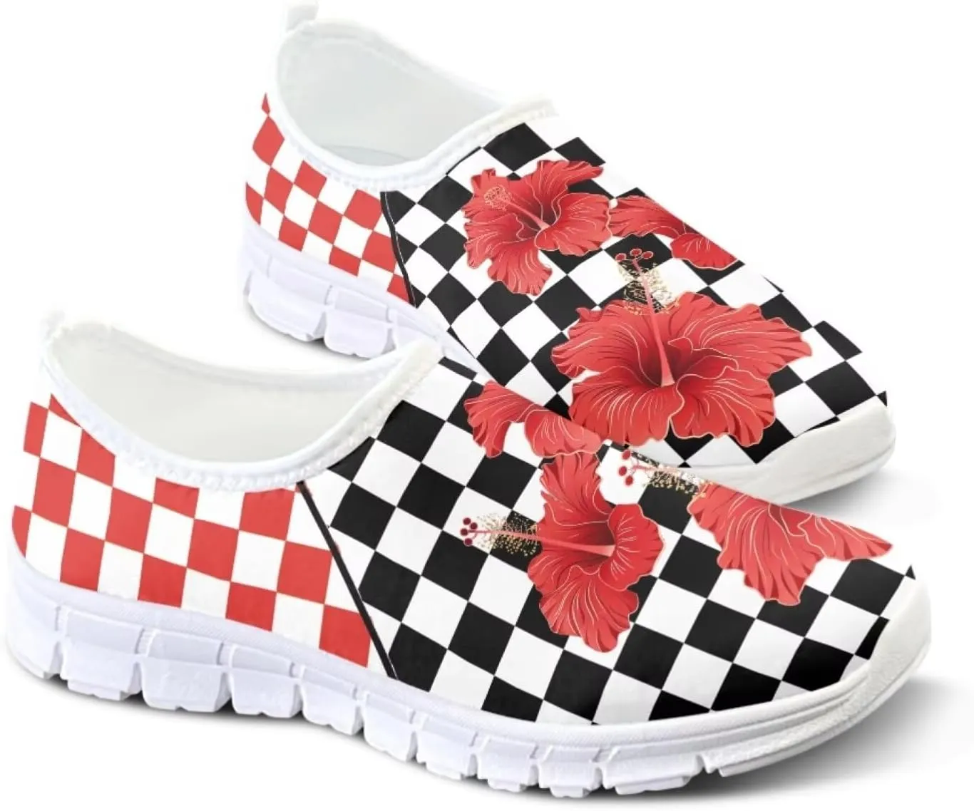 Jeiento Womens Casual Shoes Checkerboard Pattern Fashion Workout Casual Shoes Slip-On Loafers
