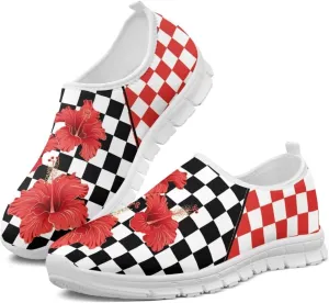 Jeiento Womens Casual Shoes Checkerboard Pattern Fashion Workout Casual Shoes Slip-On Loafers