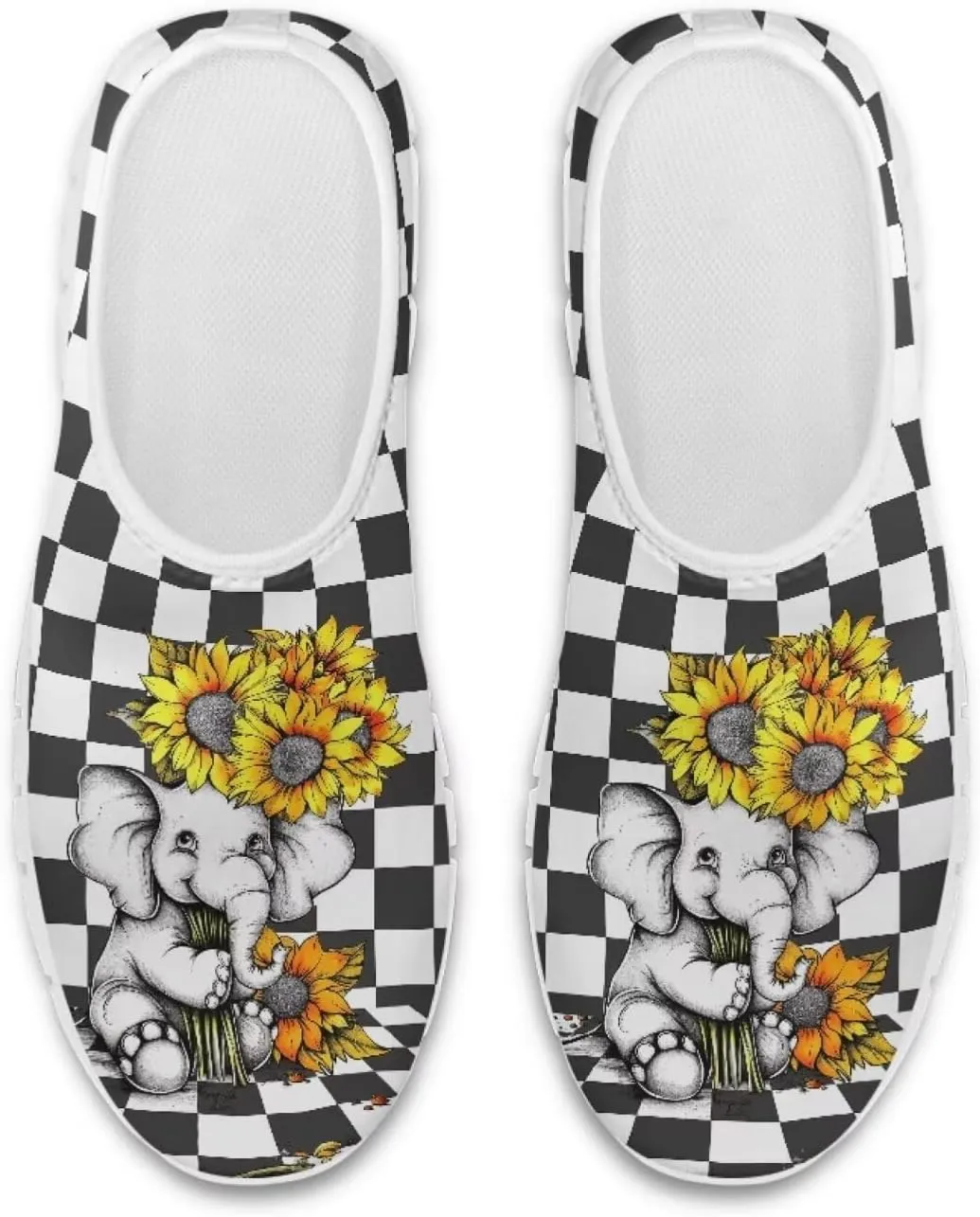 Jeiento Womens Casual Shoes Checkerboard Pattern Fashion Workout Casual Shoes Slip-On Loafers