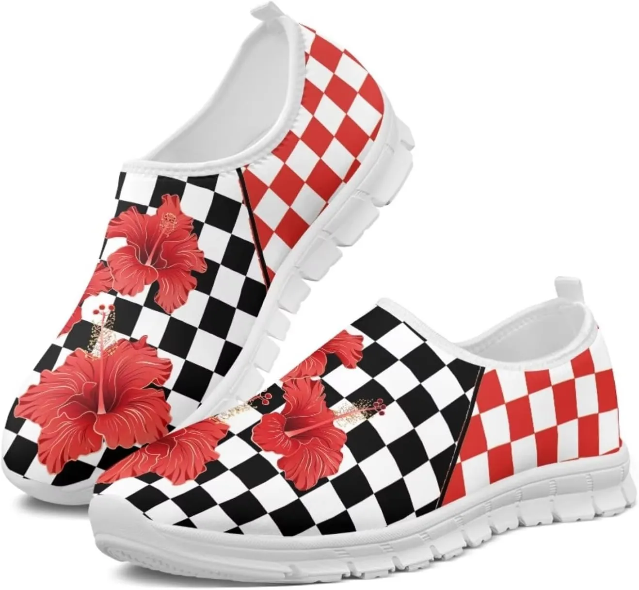 Jeiento Womens Casual Shoes Checkerboard Pattern Fashion Workout Casual Shoes Slip-On Loafers