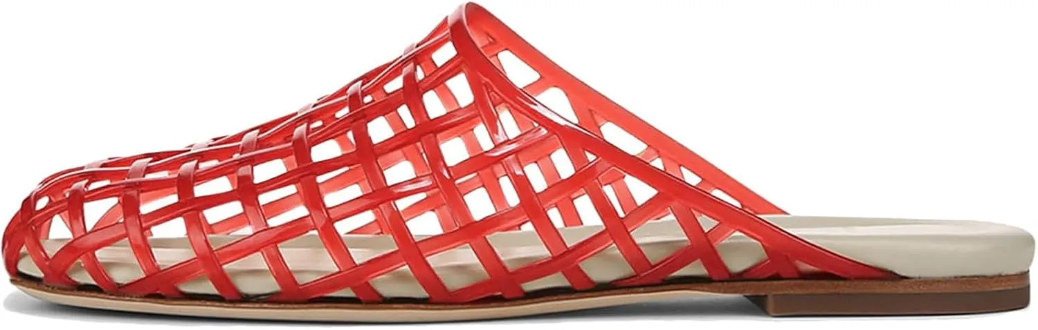 Jelly Shoes for Women Slip on Jelly Mesh Slides Comfortable Closed Toe Jelly Flats Sandals Jelly Summer Beach Slippers