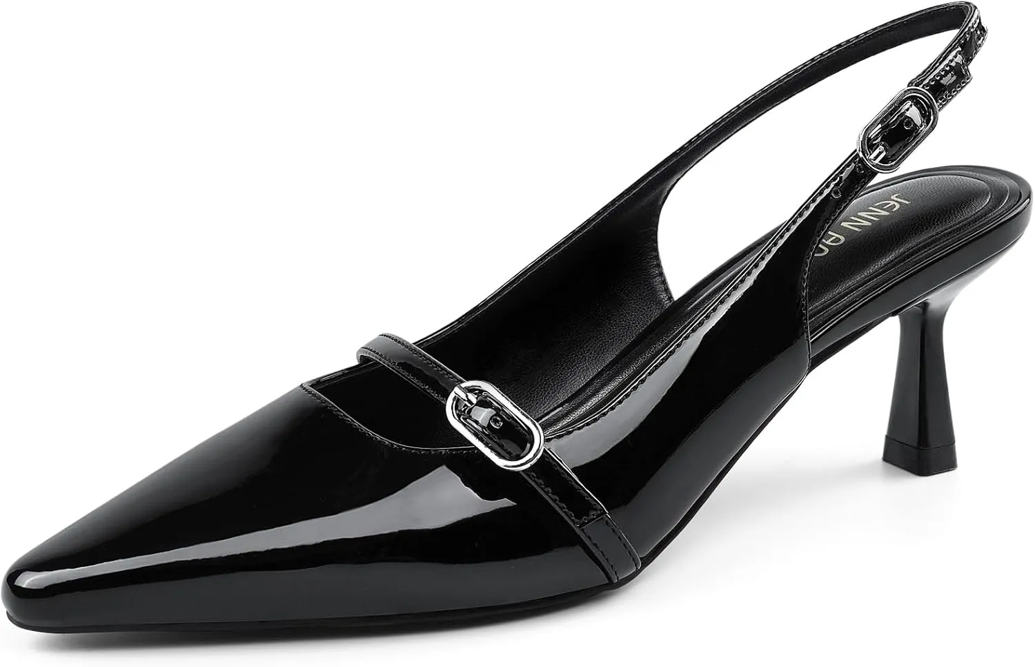 JENN ARDOR Women's Slingback Kitten Heels Pointed Closed Toe Buckle Strap Stiletto Sandals Comfortable Dress Shoes Low Heeled Wedding Work Pumps