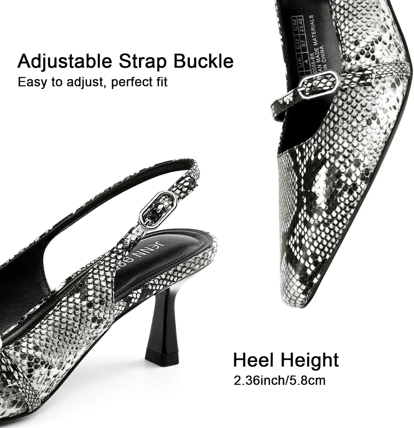 JENN ARDOR Women's Slingback Kitten Heels Pointed Closed Toe Buckle Strap Stiletto Sandals Comfortable Dress Shoes Low Heeled Wedding Work Pumps