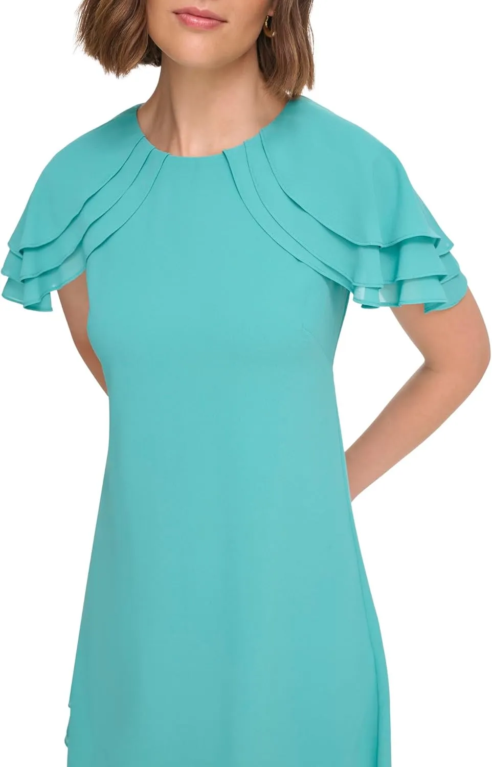 Jessica Howard Women's Flutter Sleeve Mini Sheath Boat Neck Dress