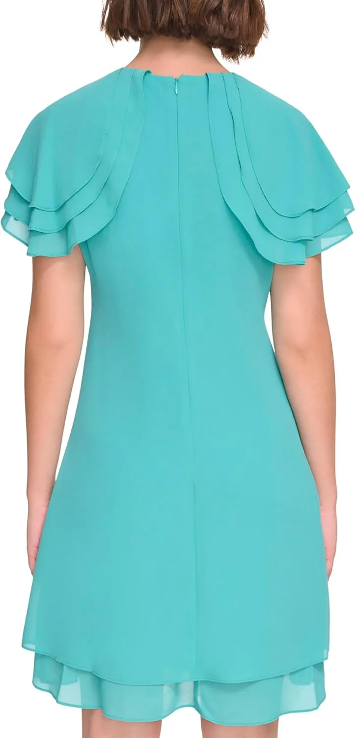 Jessica Howard Women's Flutter Sleeve Mini Sheath Boat Neck Dress