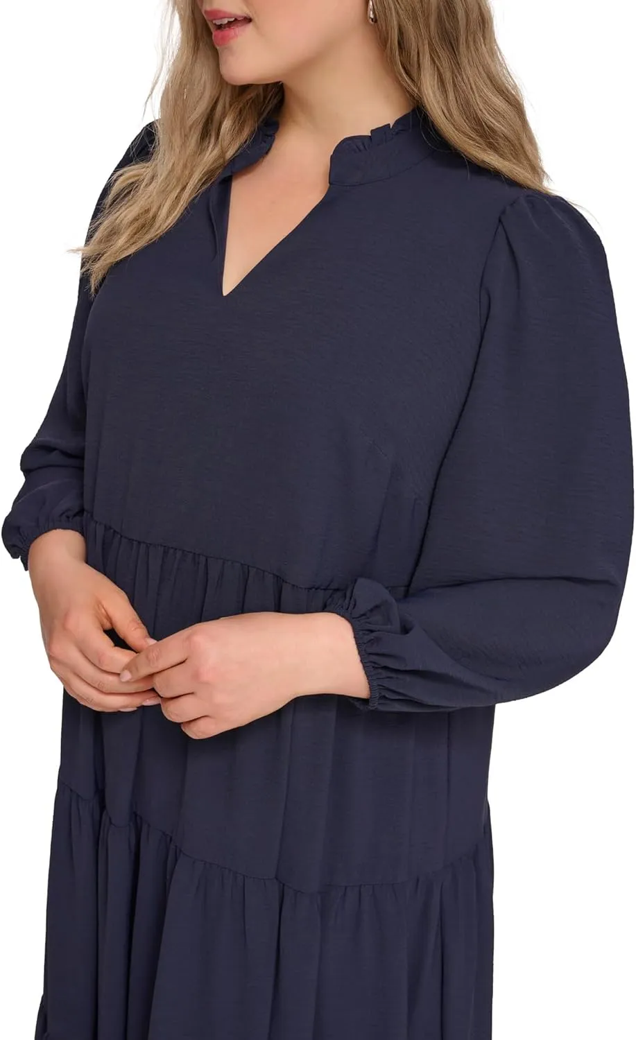 Jessica Howard Women's Long Sleeve Tiered Maxi Dress with V-Neck