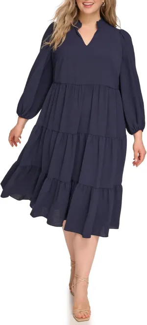Jessica Howard Women's Long Sleeve Tiered Maxi Dress with V-Neck